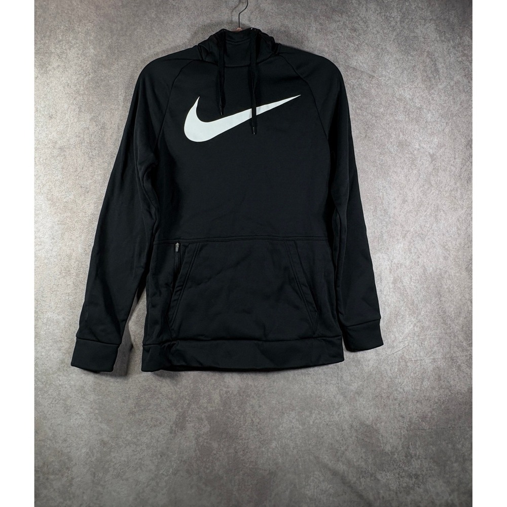 Nike Hoodie Mens Small Black Therma-FIT Pullover CU6238-010 Swoosh Athletic Gym